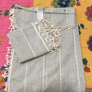 Sage and Cream tassel shower curtains.